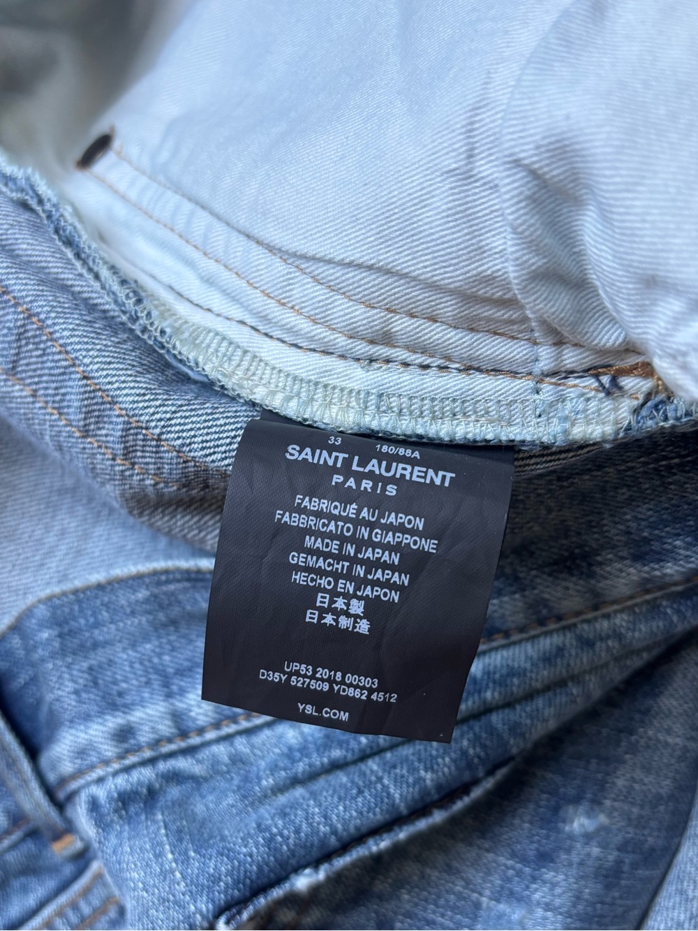 Saint Laurent Men's Faded Blue Slim Jeans - Picture 16 of 16